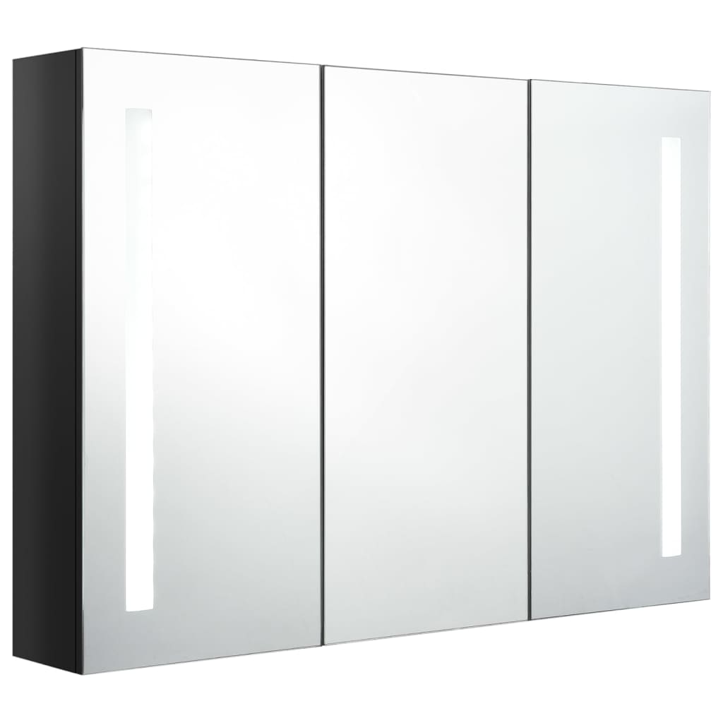 vidaXL Szafka łazienkowa z lustrem i LED, 89x14x62 cm, lśniąca czerń