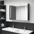 vidaXL Szafka łazienkowa z lustrem i LED, 89x14x62 cm, lśniąca czerń