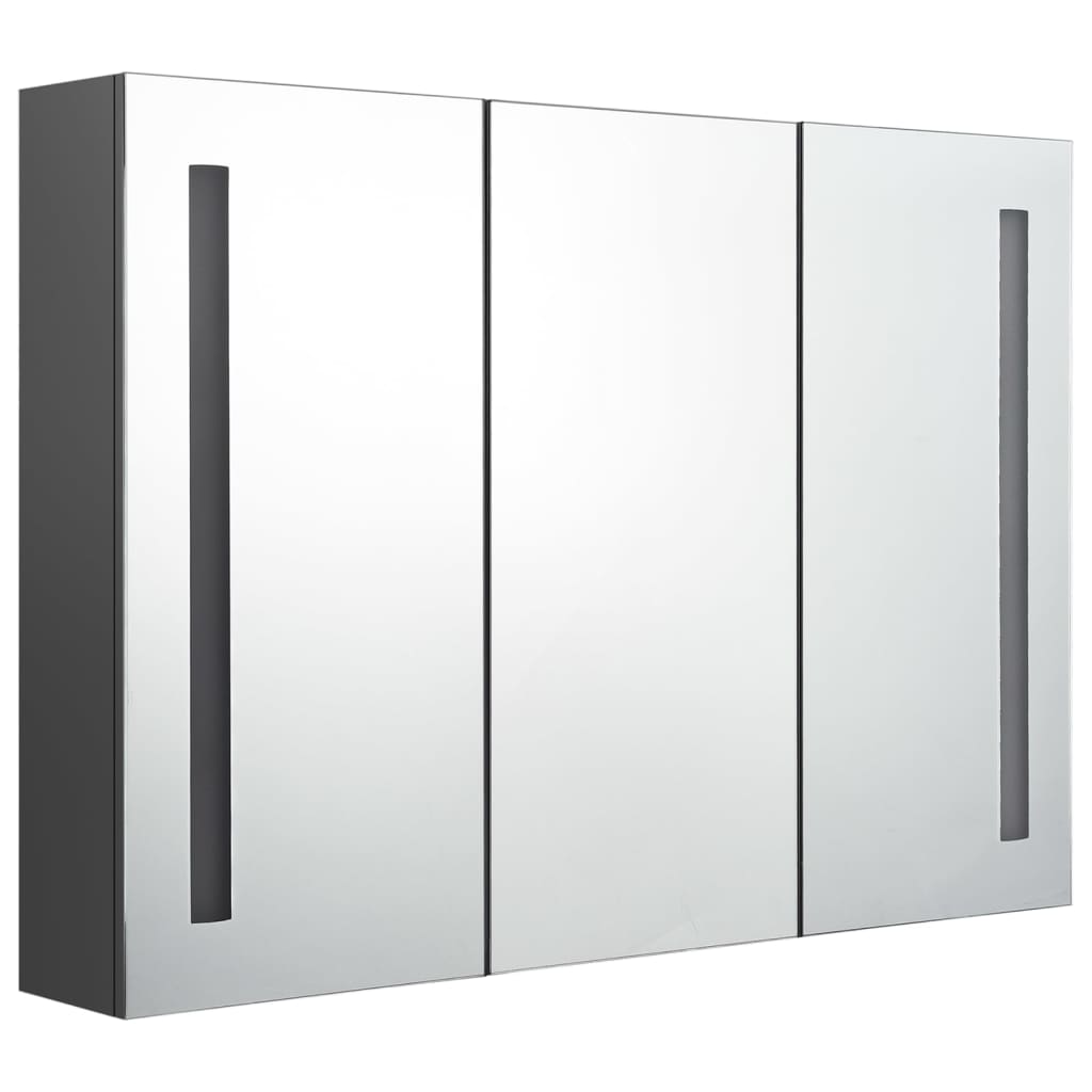 vidaXL Szafka łazienkowa z lustrem i LED, 89 x 14 x 62 cm, szara