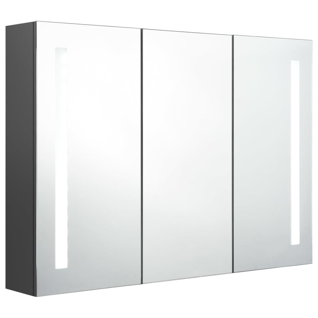 vidaXL Szafka łazienkowa z lustrem i LED, 89 x 14 x 62 cm, szara