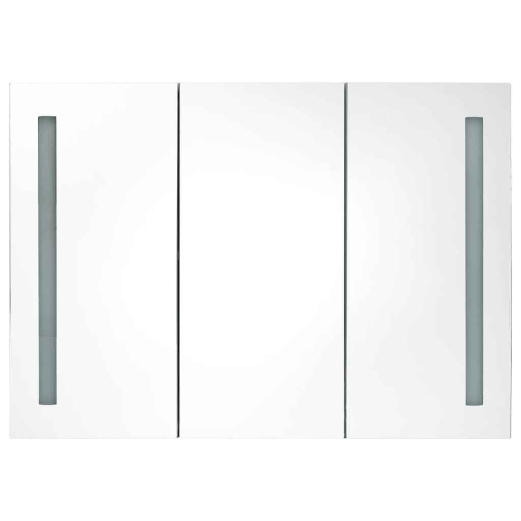 vidaXL Szafka łazienkowa z lustrem i LED, 89x14x62 cm, lśniąca szarość