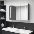 vidaXL Szafka łazienkowa z lustrem i LED, 89x14x62 cm, lśniąca szarość