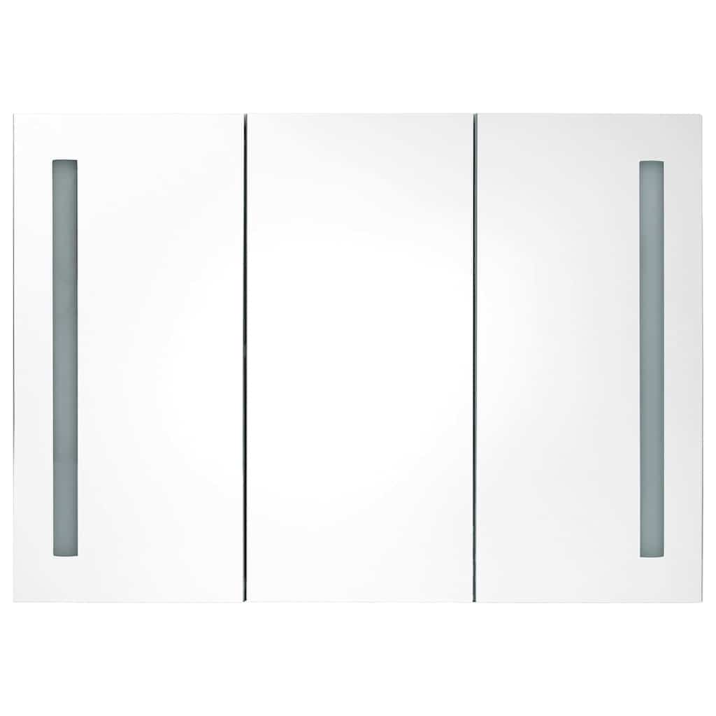 vidaXL Szafka łazienkowa z lustrem i LED, 89x14x62 cm, biało-dębowa