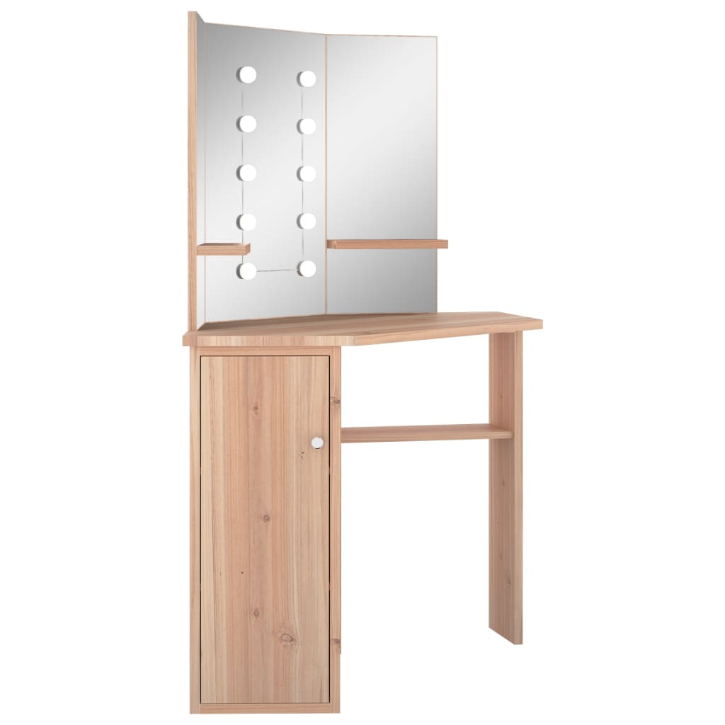vidaXL Toaletka narożna z oświetleniem LED, dąb, 111x54x141,5 cm