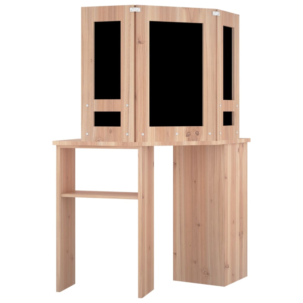 vidaXL Toaletka narożna z oświetleniem LED, dąb, 111x54x141,5 cm