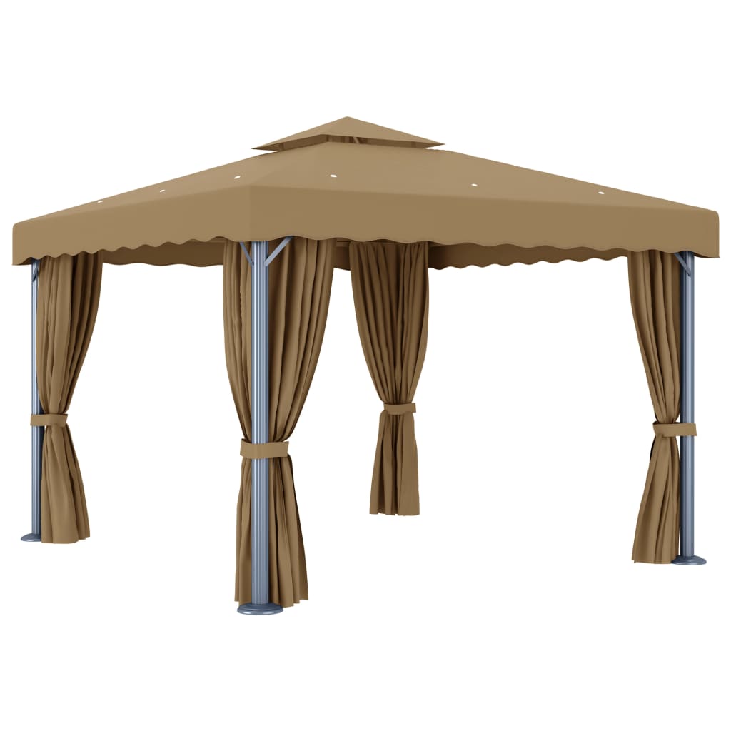 vidaXL Altana ogrodowa z zasłonami, 3 x 3 m, kolor taupe, aluminium