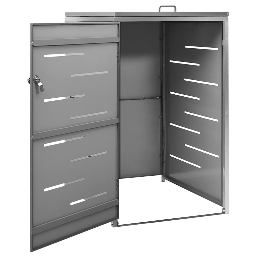vidaXL Osłona na 1 kosz na śmieci, 69x77,5x112,5 cm, stal nierdzewna