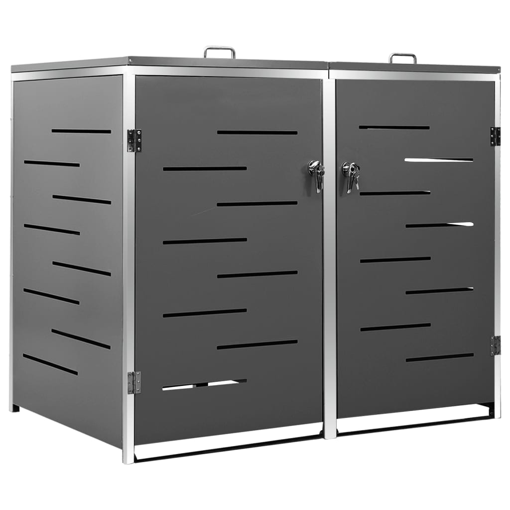 vidaXL Osłona na 2 kosze na śmieci, 138x77,5x112,5 cm, stal nierdzewna