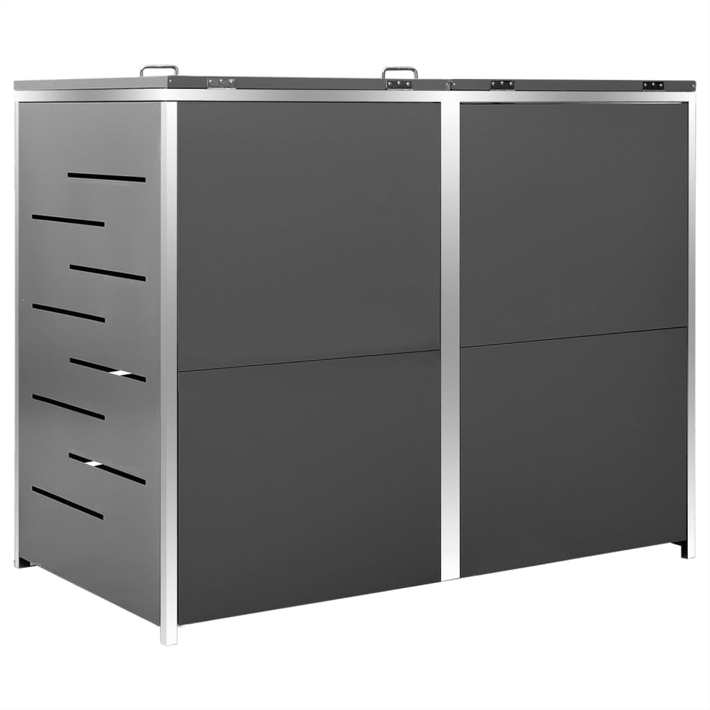 vidaXL Osłona na 2 kosze na śmieci, 138x77,5x112,5 cm, stal nierdzewna