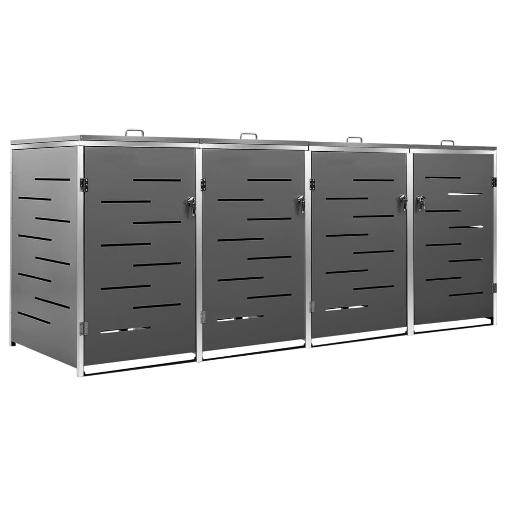 vidaXL Osłona na 4 kosze na śmieci, 276,5x77,5x112,5 cm, stalowa