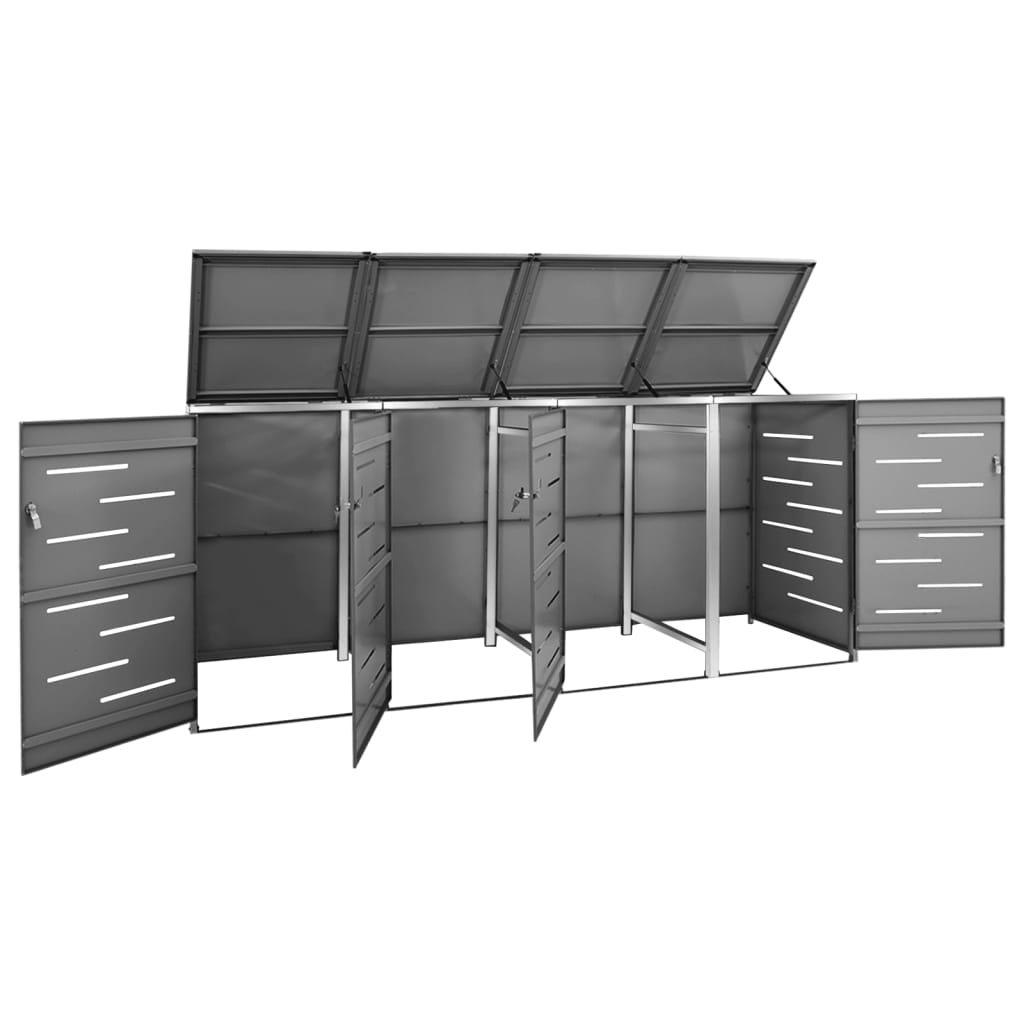 vidaXL Osłona na 4 kosze na śmieci, 276,5x77,5x112,5 cm, stalowa