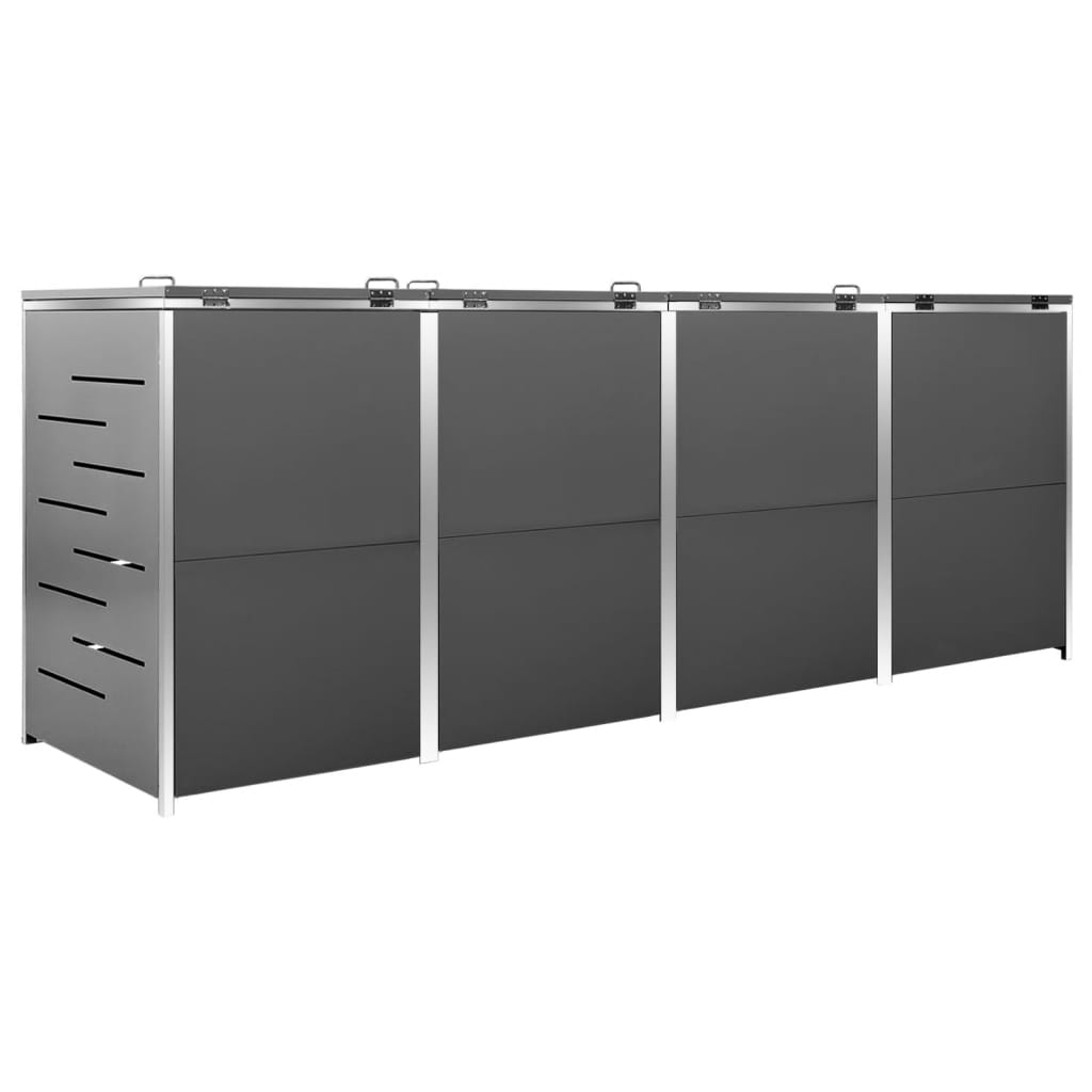 vidaXL Osłona na 4 kosze na śmieci, 276,5x77,5x112,5 cm, stalowa