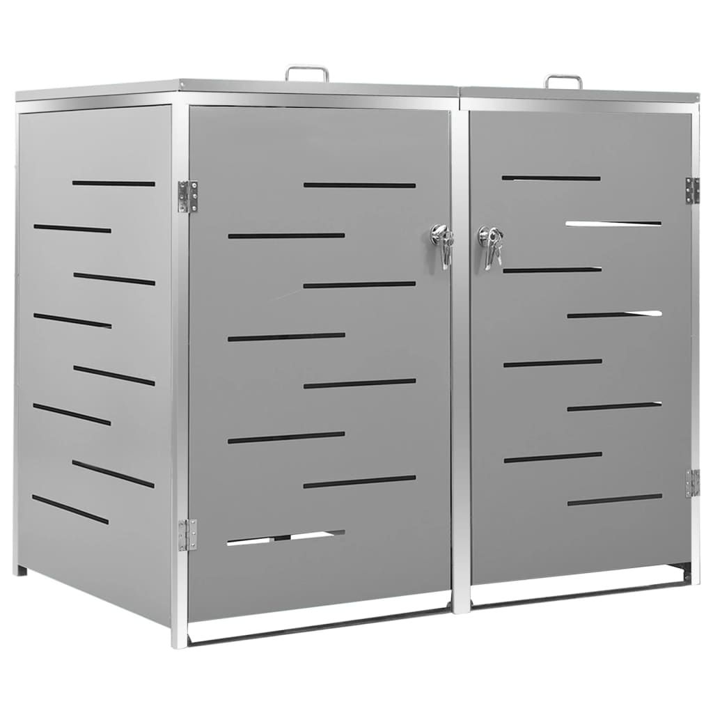 vidaXL Osłona na 2 kosze na śmieci, 138x77,5x112,5 cm, stal nierdzewna