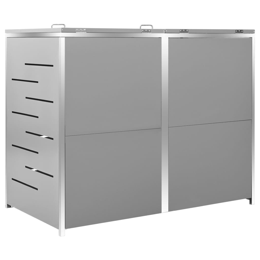 vidaXL Osłona na 2 kosze na śmieci, 138x77,5x112,5 cm, stal nierdzewna
