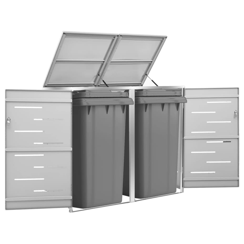 vidaXL Osłona na 2 kosze na śmieci, 138x77,5x112,5 cm, stal nierdzewna