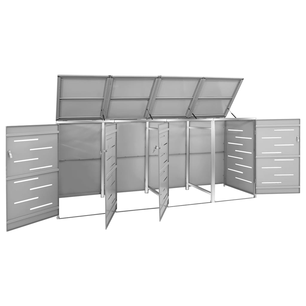 vidaXL Osłona na 4 kosze na śmieci, 276,5x77,5x112,5 cm, stalowa