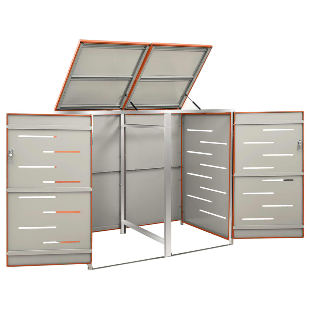 vidaXL Osłona na 2 kosze na śmieci, 138x77,5x112,5 cm, stal nierdzewna