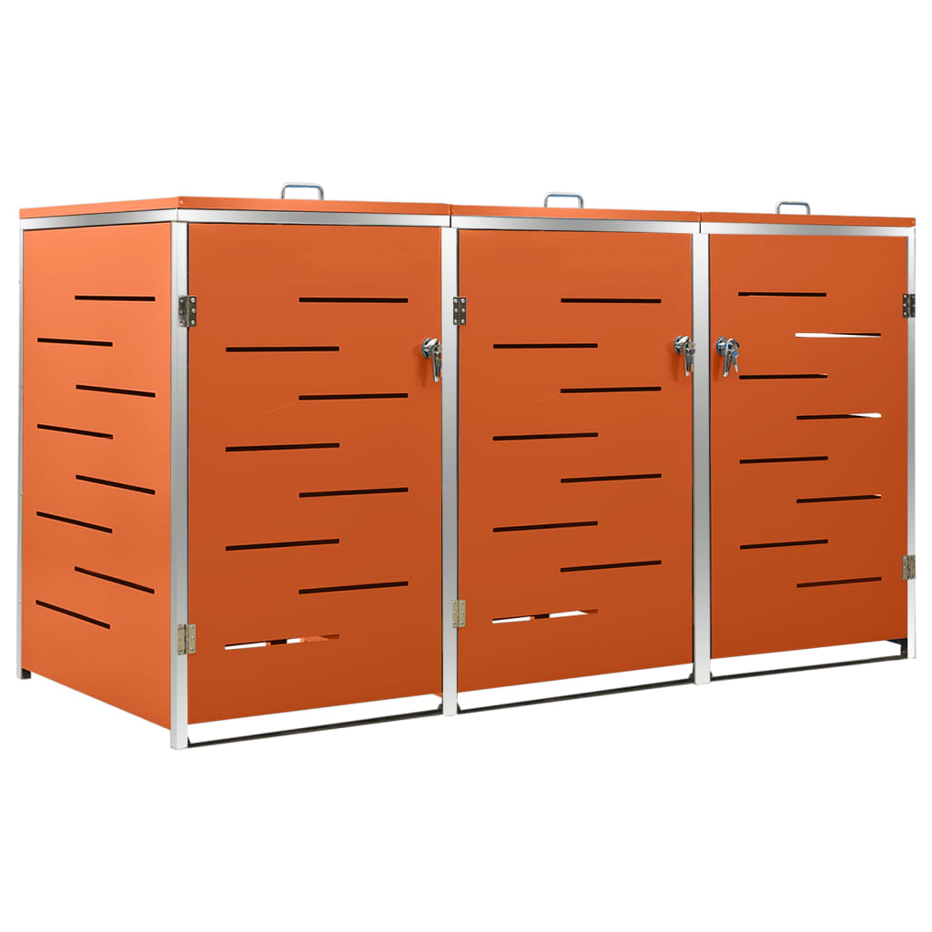 vidaXL Osłona na 3 kosze na śmieci, 207x77,5x112,5 cm, stal nierdzewna