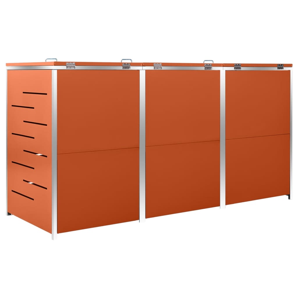 vidaXL Osłona na 3 kosze na śmieci, 207x77,5x112,5 cm, stal nierdzewna