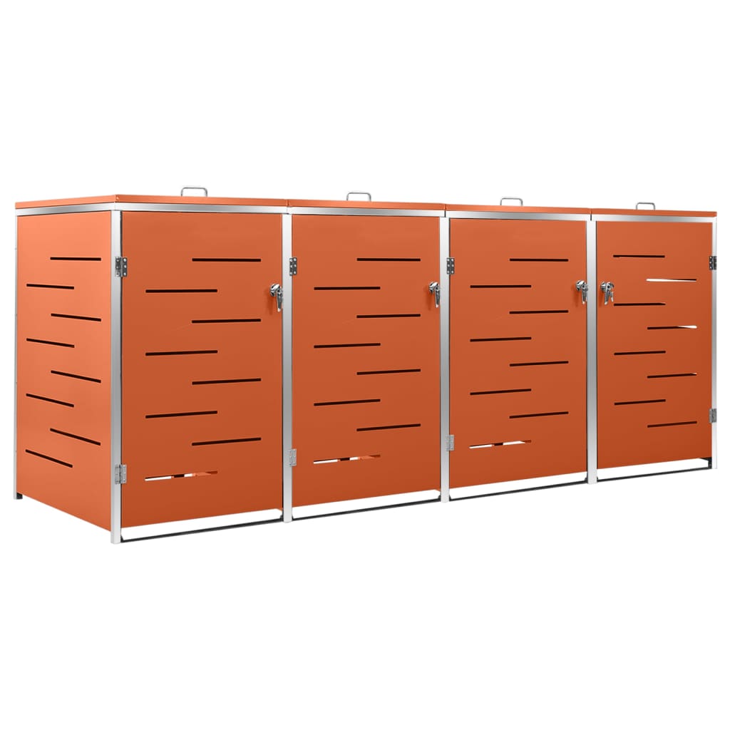 vidaXL Osłona na 4 kosze na śmieci, 276,5x77,5x112,5 cm, stalowa