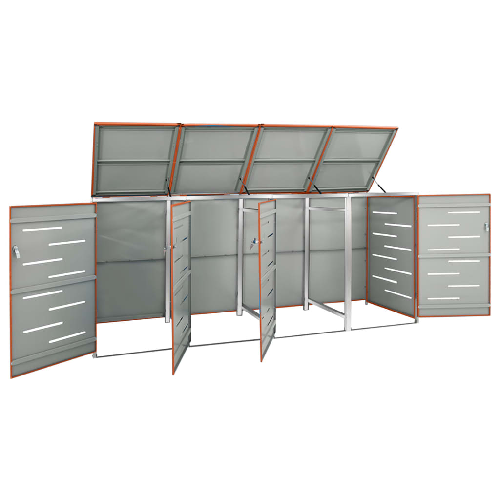 vidaXL Osłona na 4 kosze na śmieci, 276,5x77,5x112,5 cm, stalowa