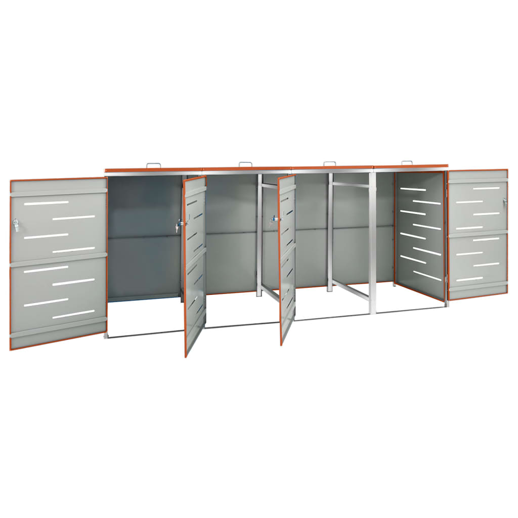vidaXL Osłona na 4 kosze na śmieci, 276,5x77,5x112,5 cm, stalowa