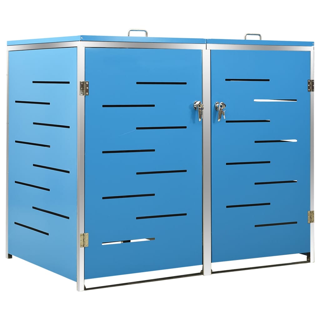 vidaXL Osłona na 2 kosze na śmieci, 138x77,5x112,5 cm, stal nierdzewna