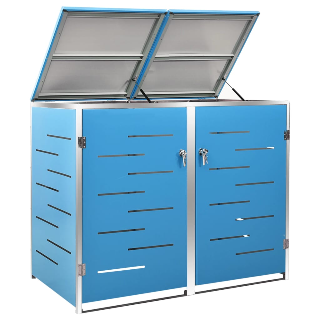 vidaXL Osłona na 2 kosze na śmieci, 138x77,5x112,5 cm, stal nierdzewna