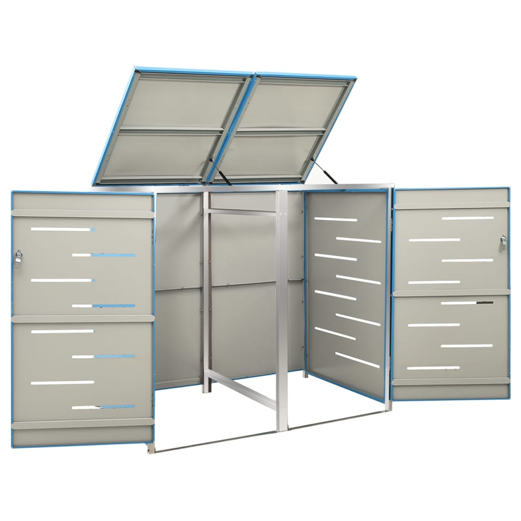 vidaXL Osłona na 2 kosze na śmieci, 138x77,5x112,5 cm, stal nierdzewna