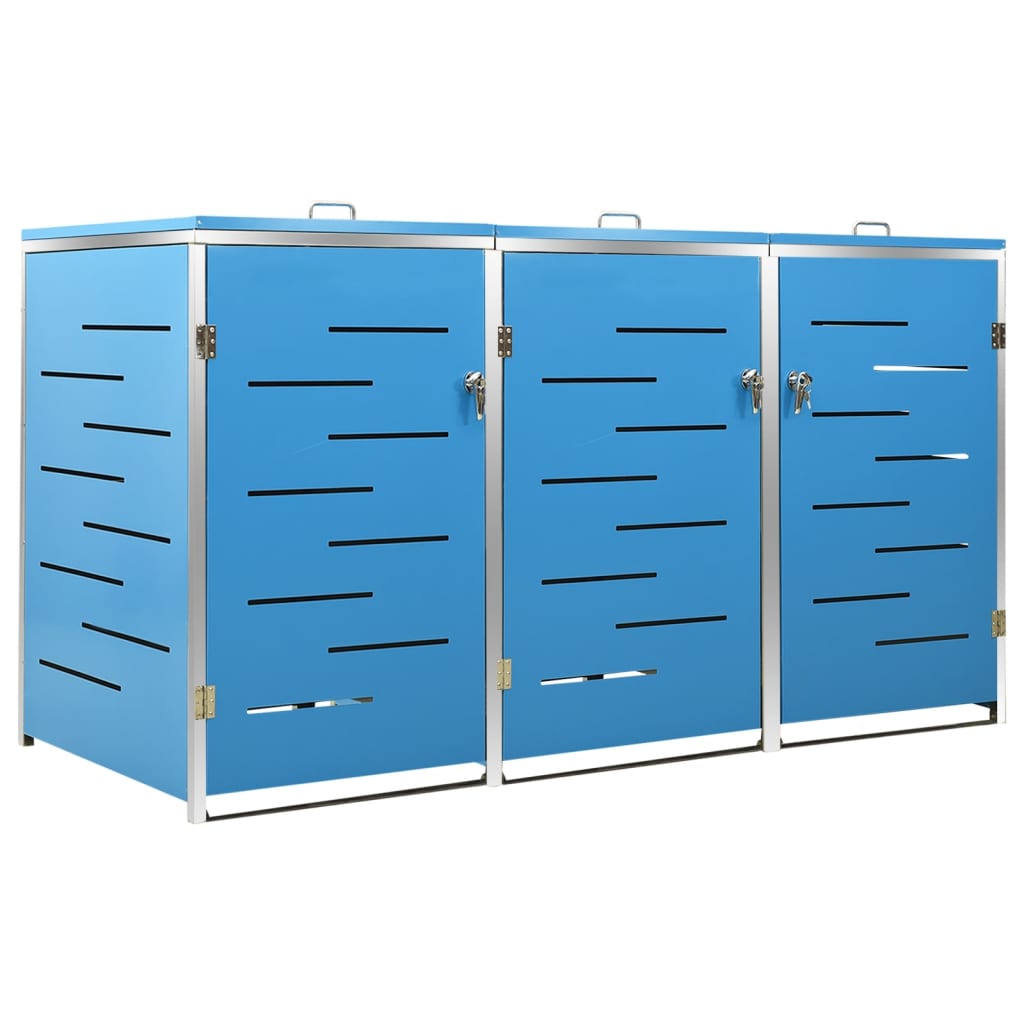 vidaXL Osłona na 3 kosze na śmieci, 207x77,5x112,5 cm, stal nierdzewna