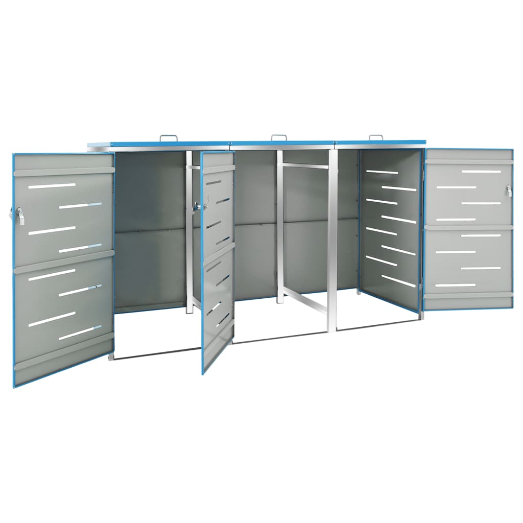 vidaXL Osłona na 3 kosze na śmieci, 207x77,5x112,5 cm, stal nierdzewna