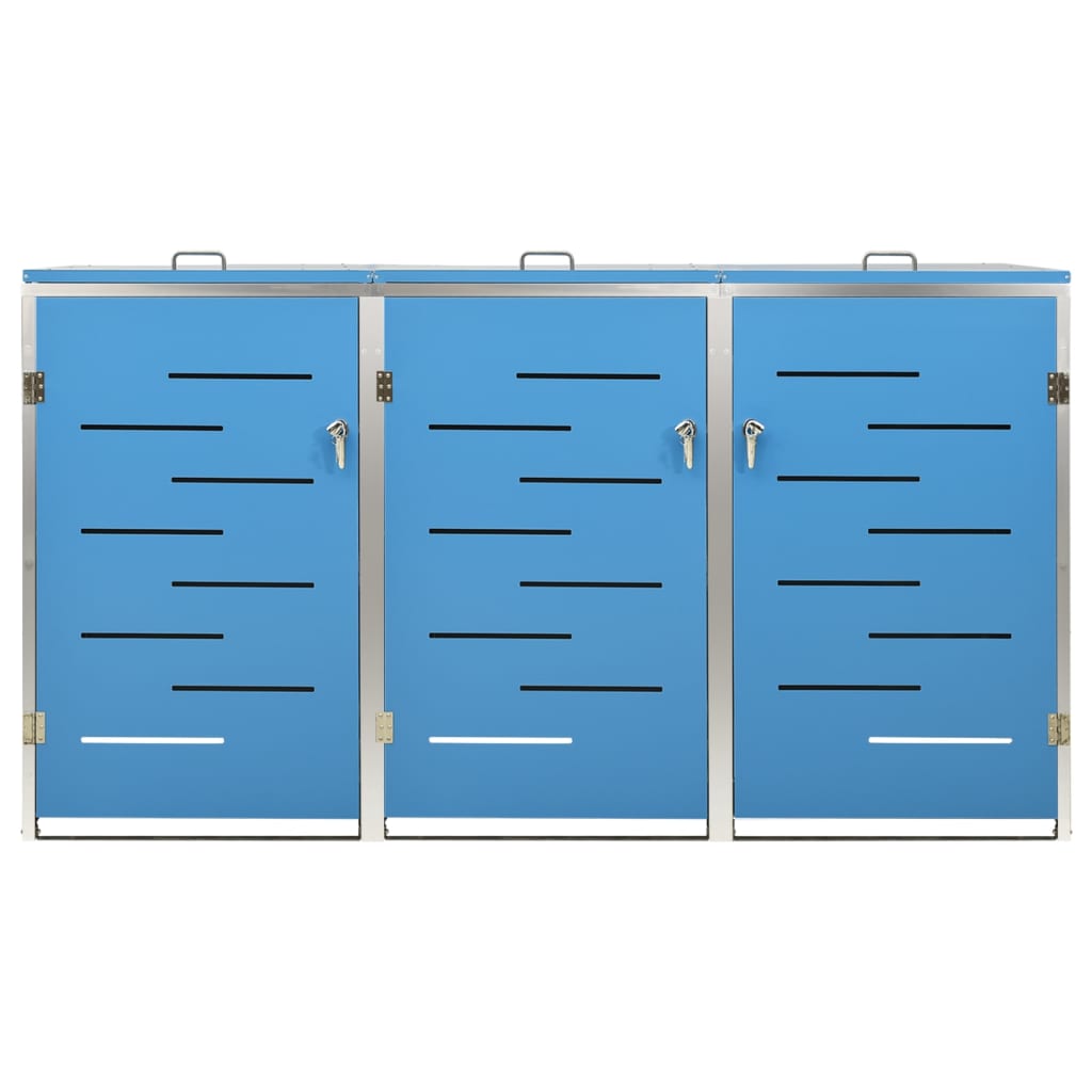 vidaXL Osłona na 3 kosze na śmieci, 207x77,5x112,5 cm, stal nierdzewna