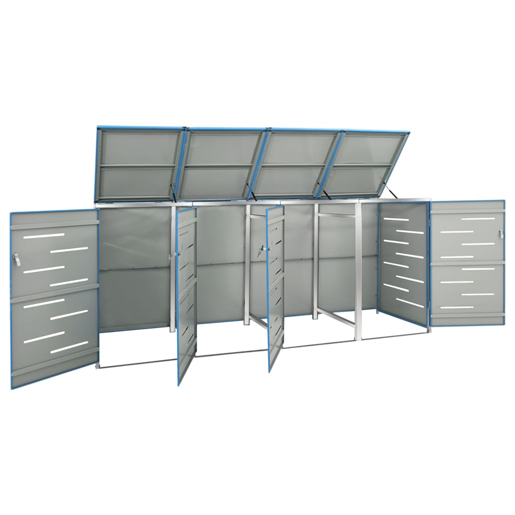 vidaXL Osłona na 4 kosze na śmieci, 276,5x77,5x112,5 cm, stalowa