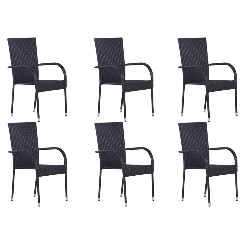 vidaXL 7-częściowy zestaw mebli ogrodowych, czarny
