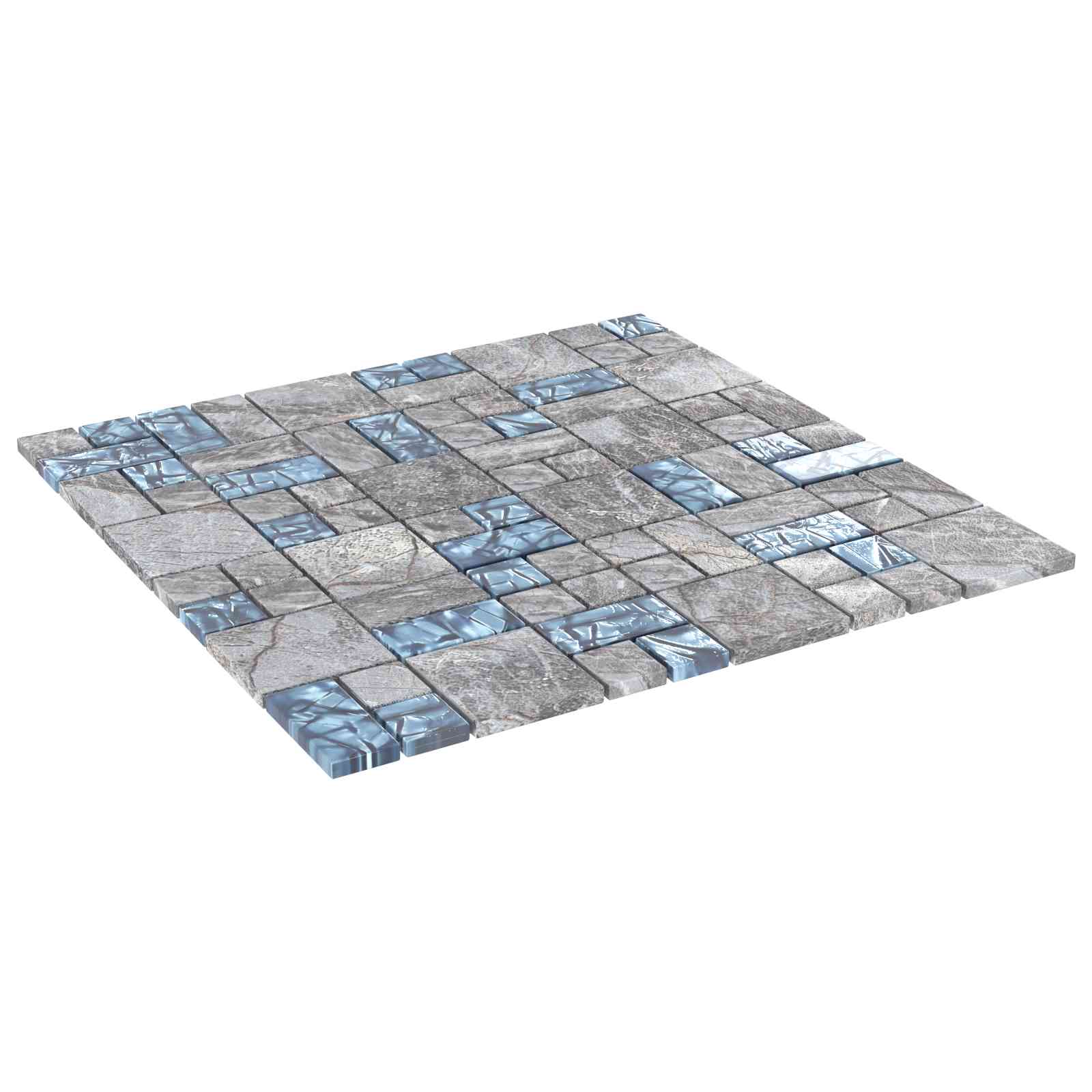 vidaXL Płytki mozaikowe 11 pcs Szary i Niebieski 50 x 50 cm Szkło