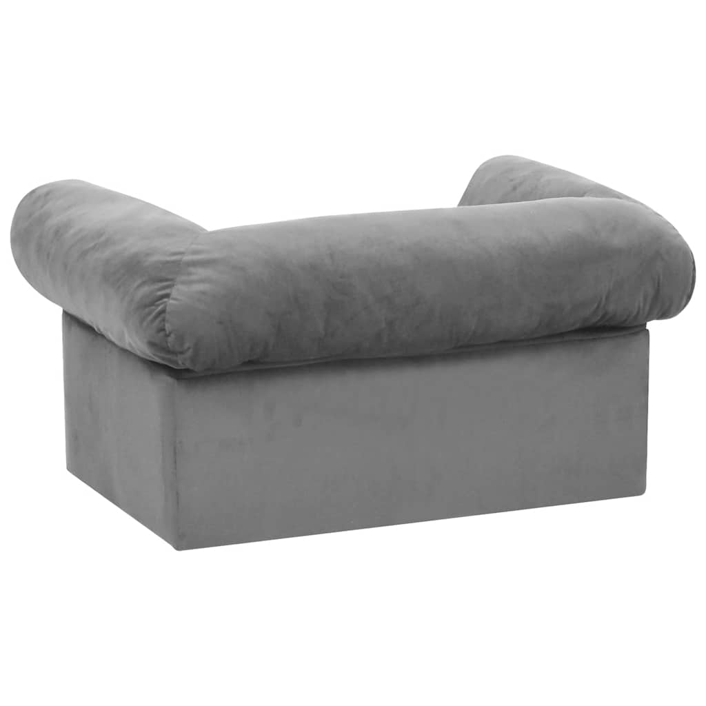 vidaXL Sofa dla psa, z szufladą, szara, 75x50x38 cm, pluszowa
