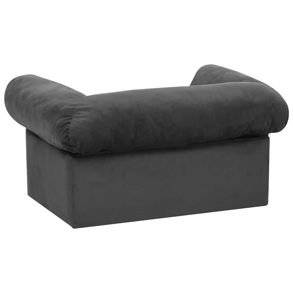 vidaXL Sofa dla psa, z szufladą, ciemnoszara, 75x50x38 cm, pluszowa