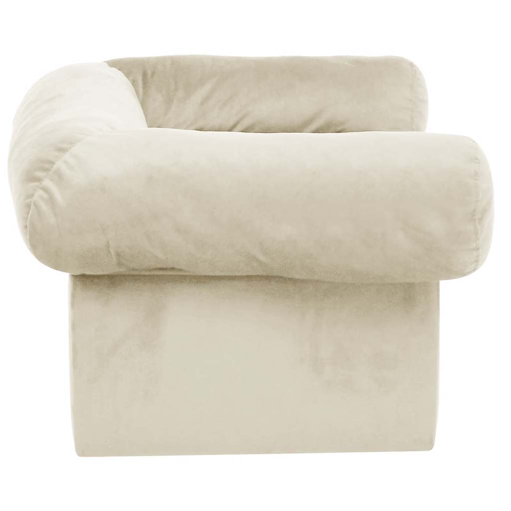vidaXL Sofa dla psa, z szufladą, kremowa, 75x50x38 cm, pluszowa