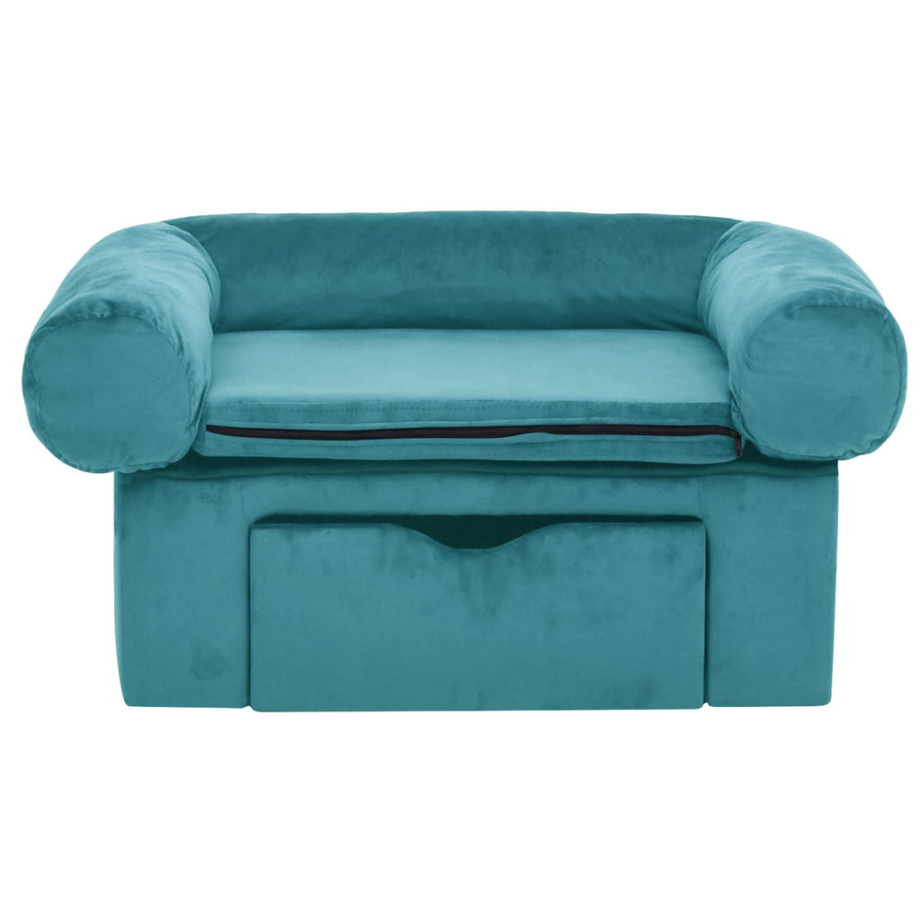 vidaXL Sofa dla psa z przechowywaniem Turkusowy 75 x 50 x 38cm Plusz