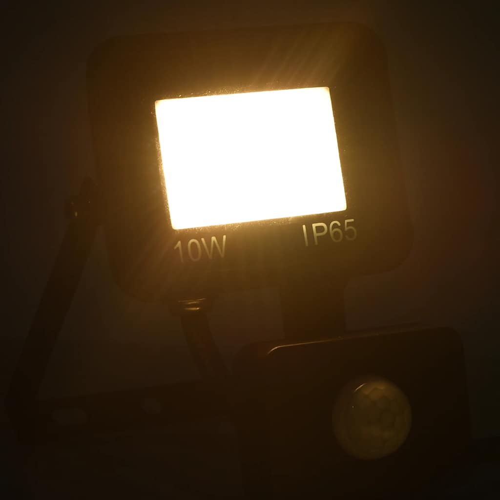 vidaXL Reflektor LED z czujnikiem, 10 W, ciepłe białe światło