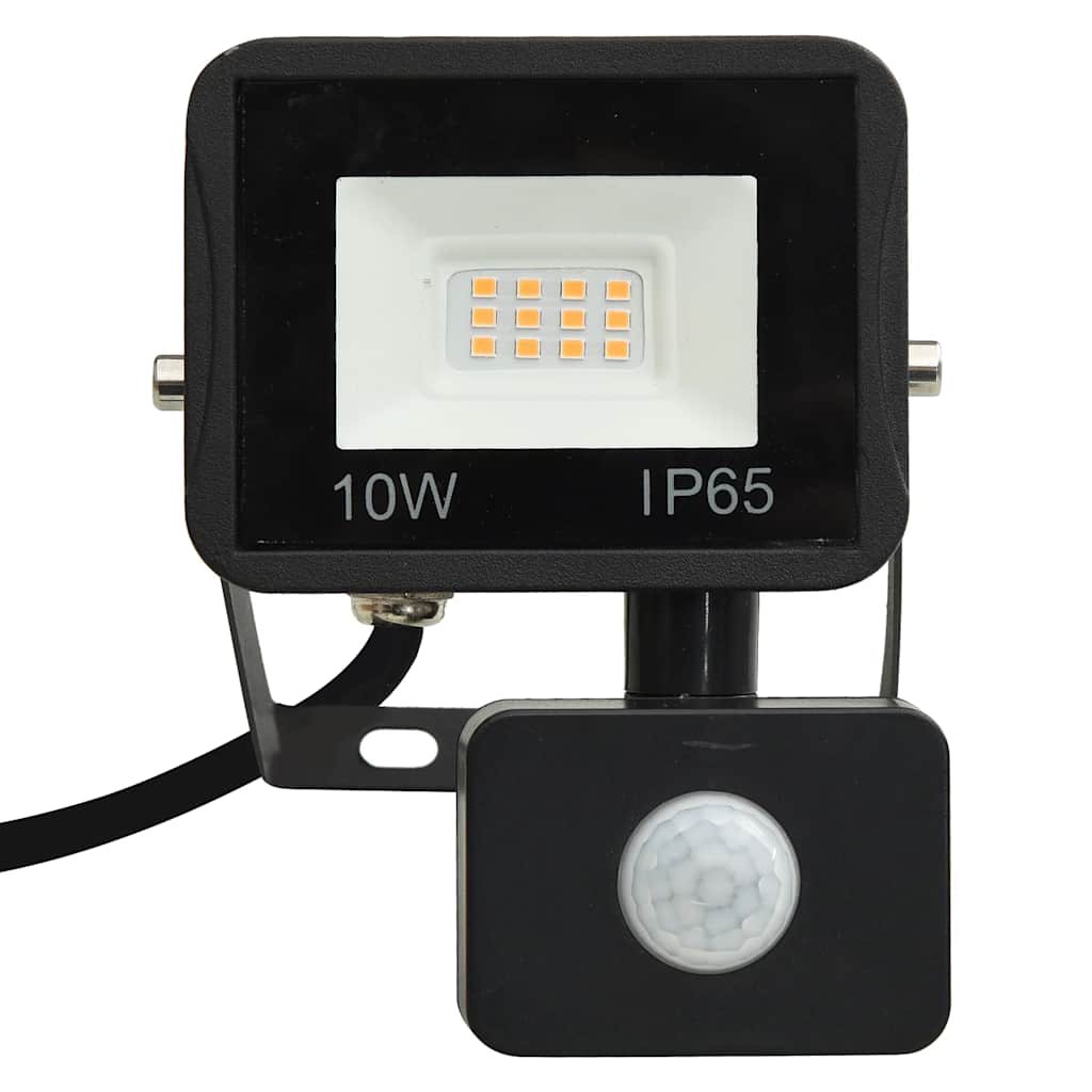 vidaXL Reflektor LED z czujnikiem, 10 W, ciepłe białe światło