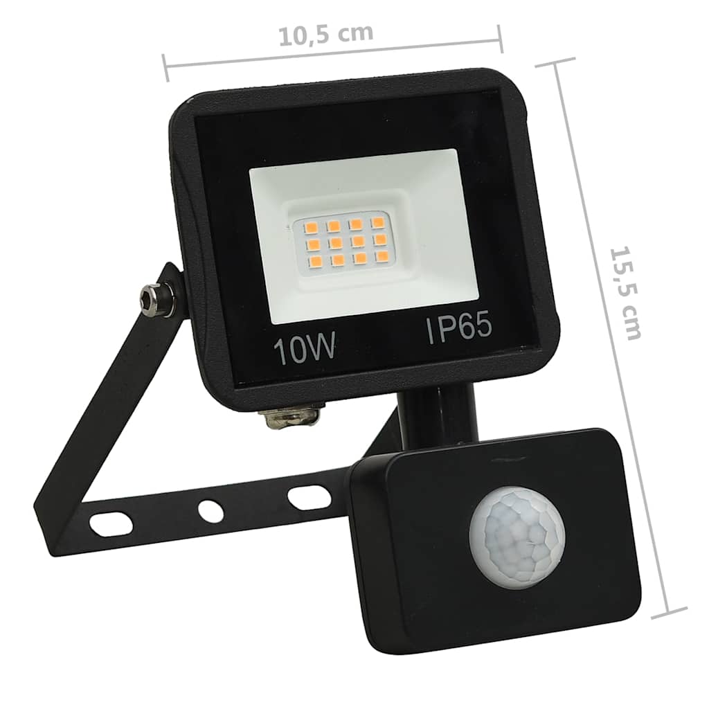 vidaXL Reflektor LED z czujnikiem, 10 W, ciepłe białe światło