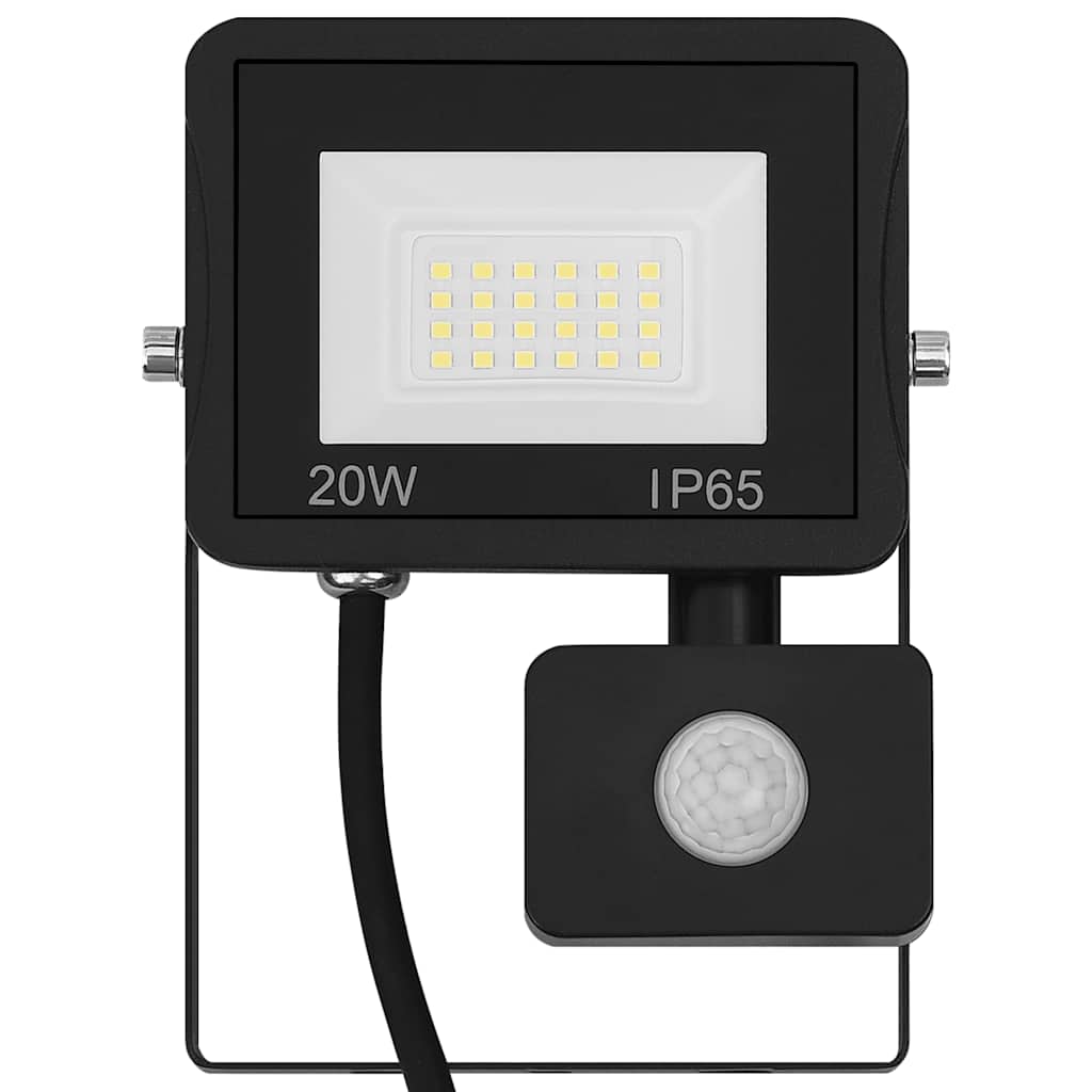 vidaXL Reflektor LED z czujnikiem, 20 W, ciepłe białe światło