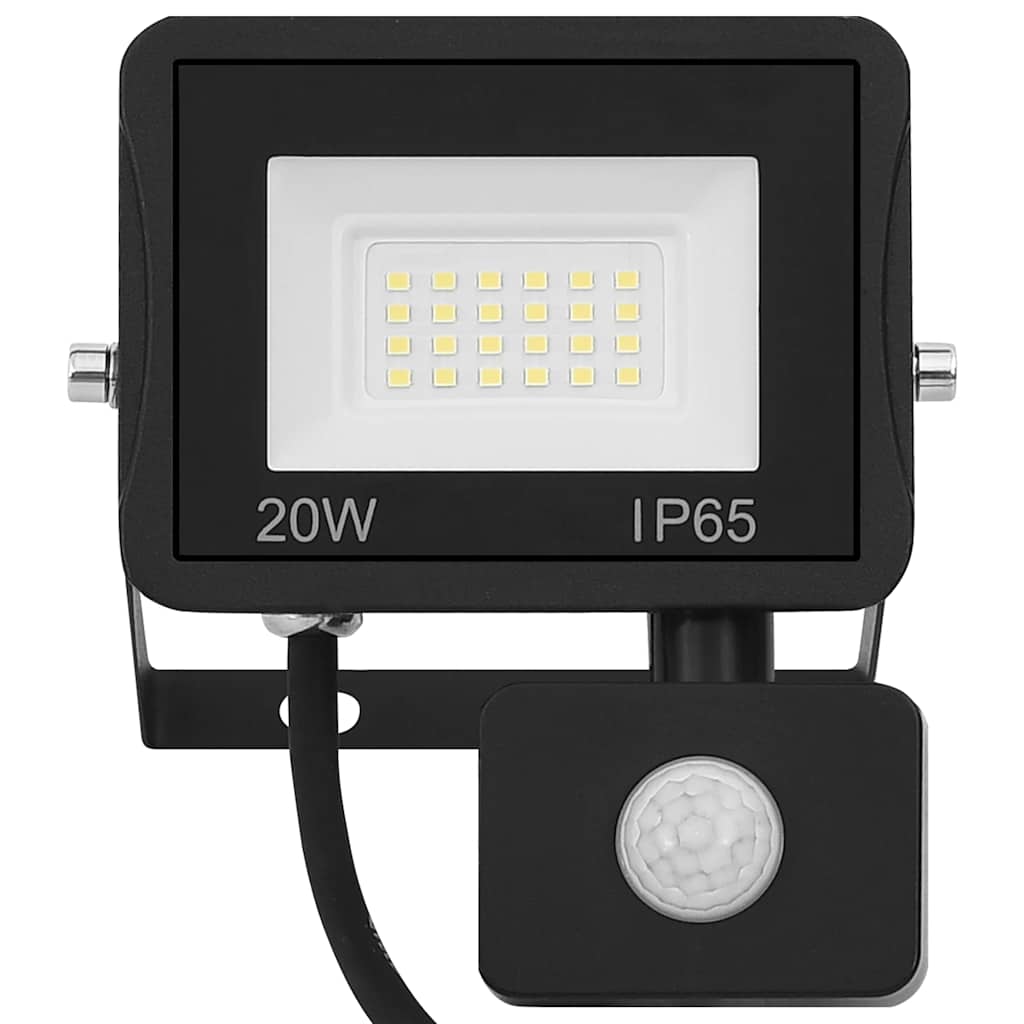 vidaXL Reflektor LED z czujnikiem, 20 W, ciepłe białe światło