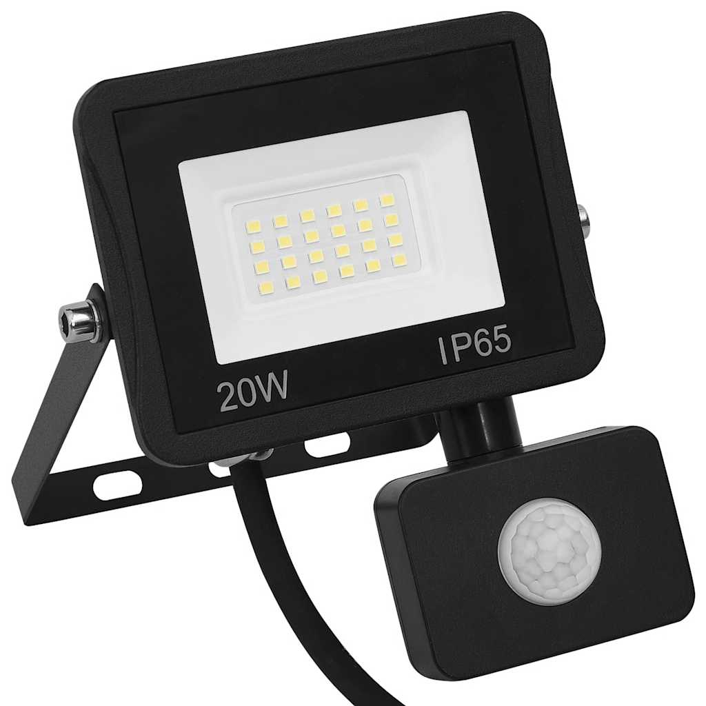 vidaXL Reflektor LED z czujnikiem, 20 W, ciepłe białe światło