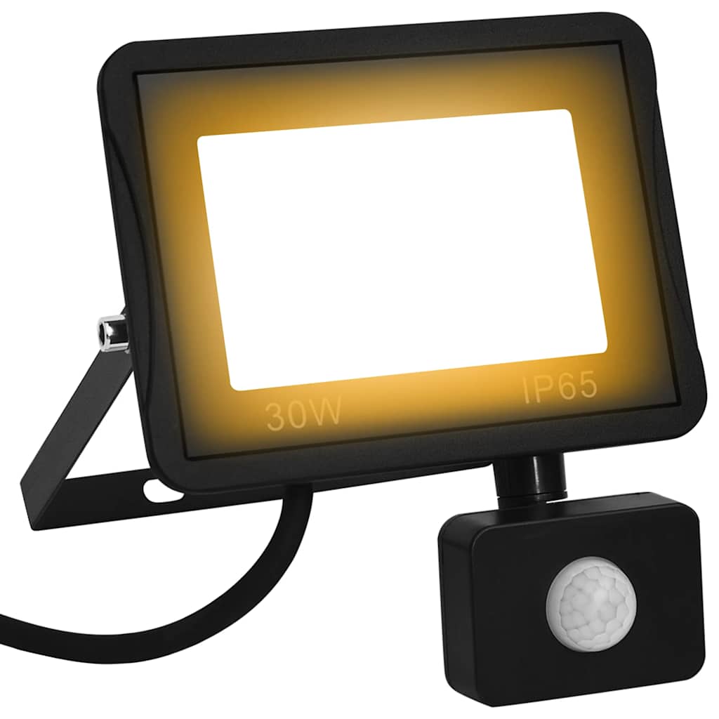 vidaXL Reflektor LED z czujnikiem, 30 W, ciepłe białe światło