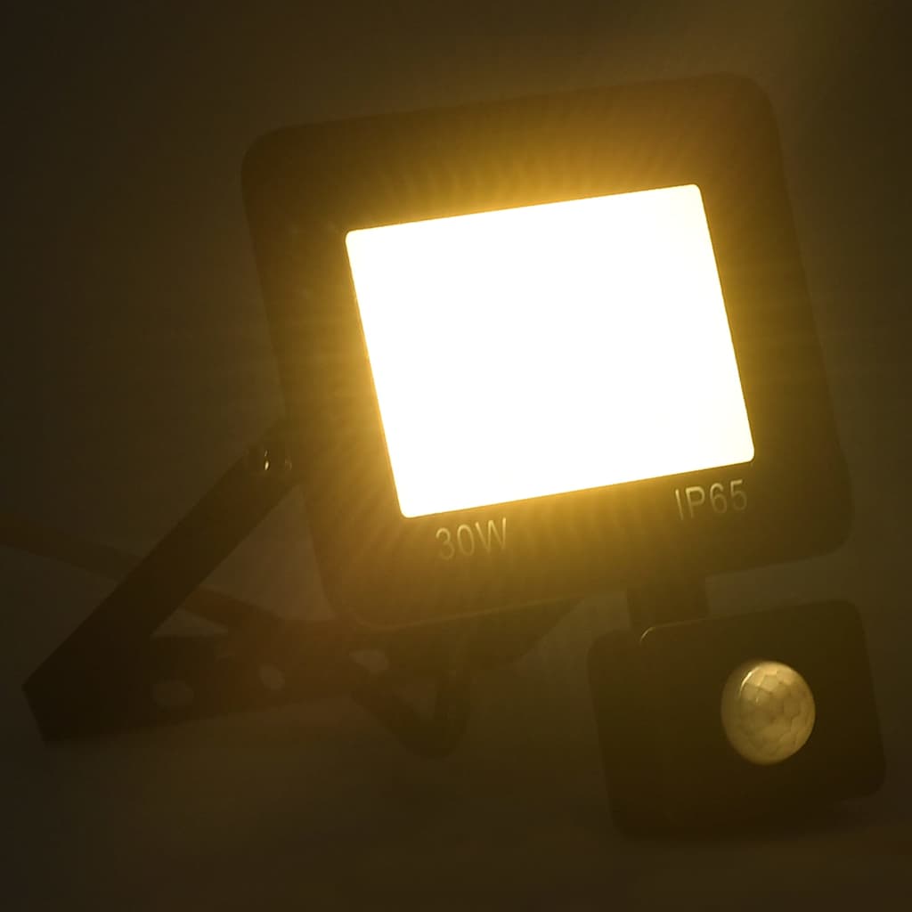 vidaXL Reflektor LED z czujnikiem, 30 W, ciepłe białe światło