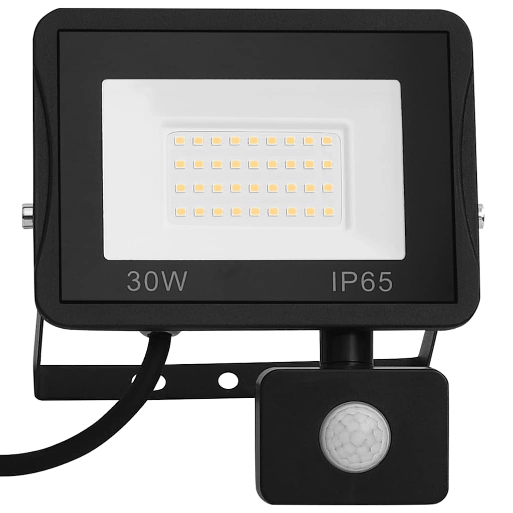 vidaXL Reflektor LED z czujnikiem, 30 W, ciepłe białe światło