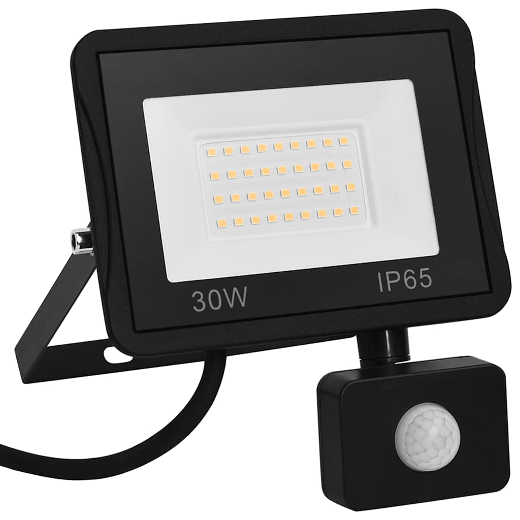 vidaXL Reflektor LED z czujnikiem, 30 W, ciepłe białe światło