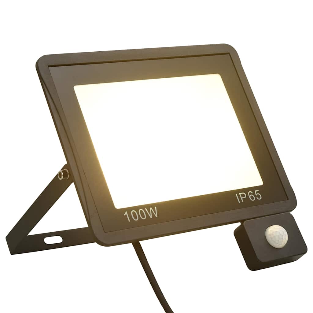 vidaXL Reflektor LED z czujnikiem, 100 W, ciepłe białe światło